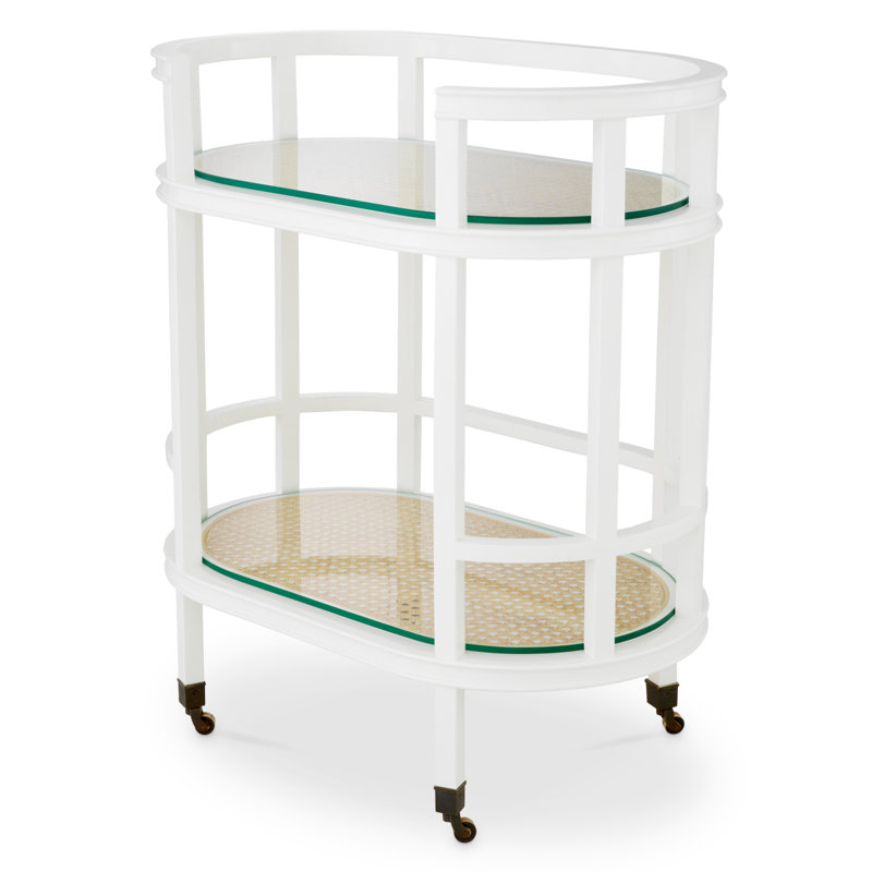 Trolley Bahamas Piano White Finish Natural Cane