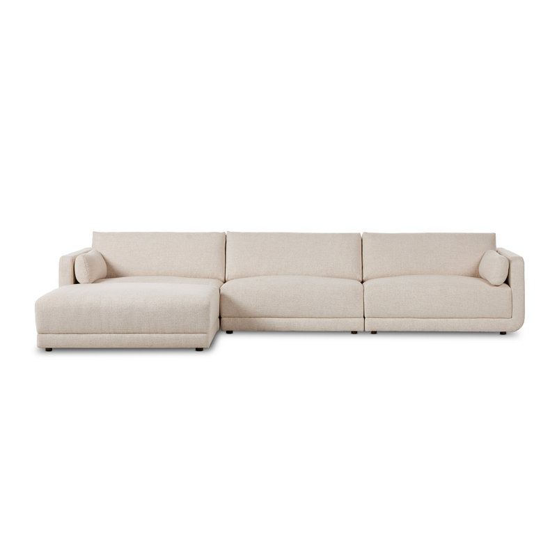 Canapé modulaire rembourré 4 pièces Naples, Mélange de polyester crème