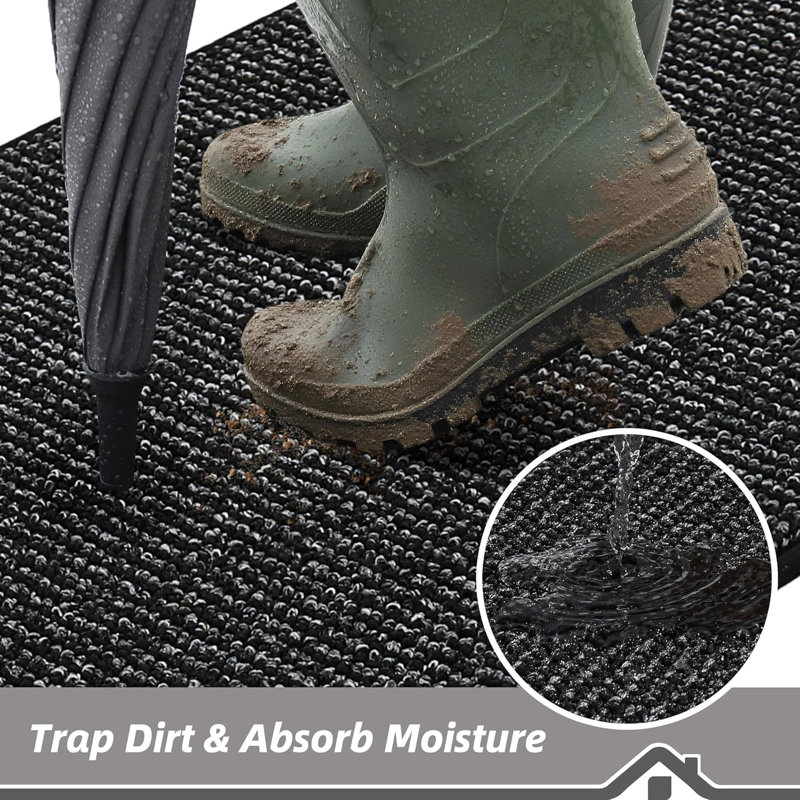 Tapis de porte anti-saleté lavable, Noir, 32 po x 48 po