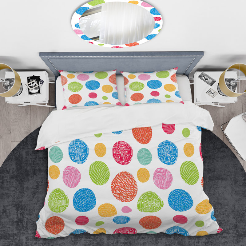 Motif de cercles multicolores - ensemble de housse de couette abstrait - polyester microfibre