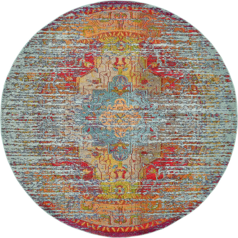 Dimonetta Washable Indoor Rug, Round 8'