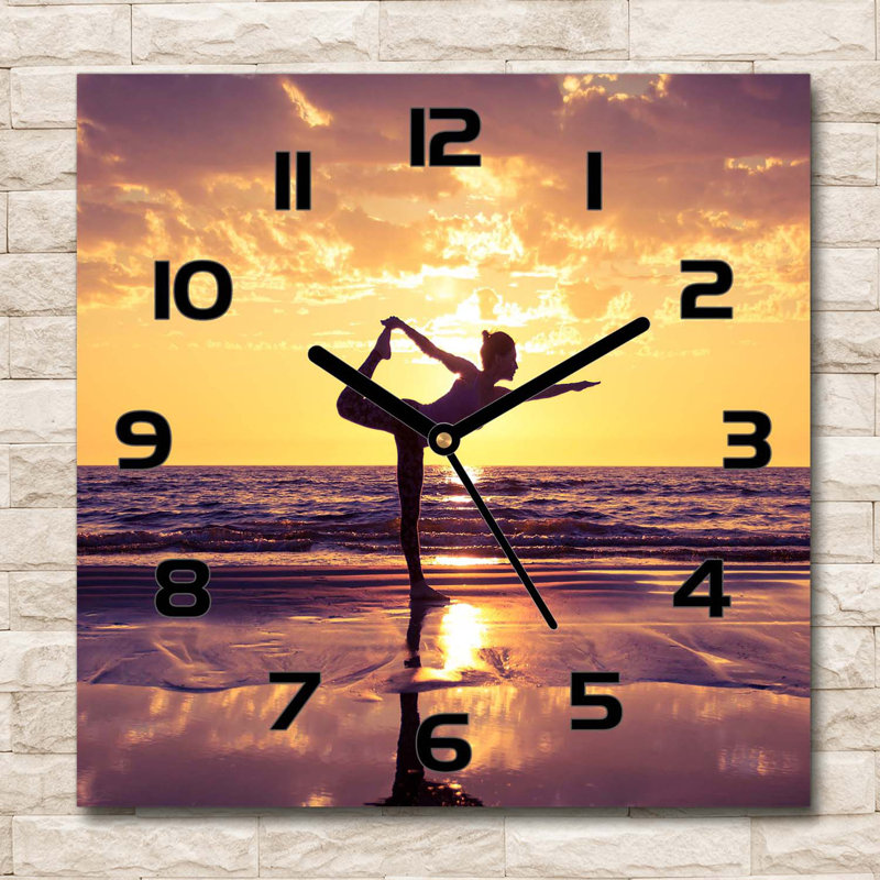 Hareena Glass Wall Clock, Black/Orange/Grey