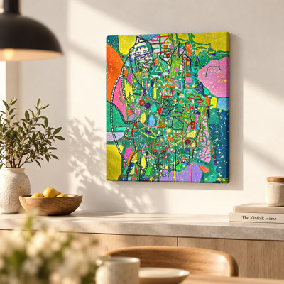 «Green Mosaic», art mural sur toile abstraite
