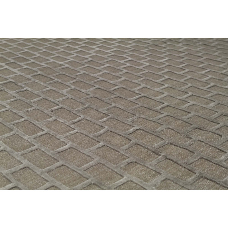 Cotton Geometric Area Rug in Brown