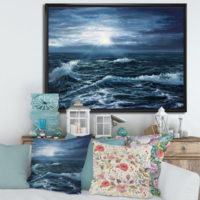 Soleil à travers les vagues de l'océan - Peinture sur toile