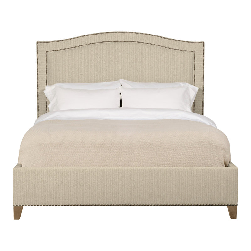 Caroline/Casey Queen Upholstered Low Profile Panel Bed, Tuck Linen, Hampton, Yes