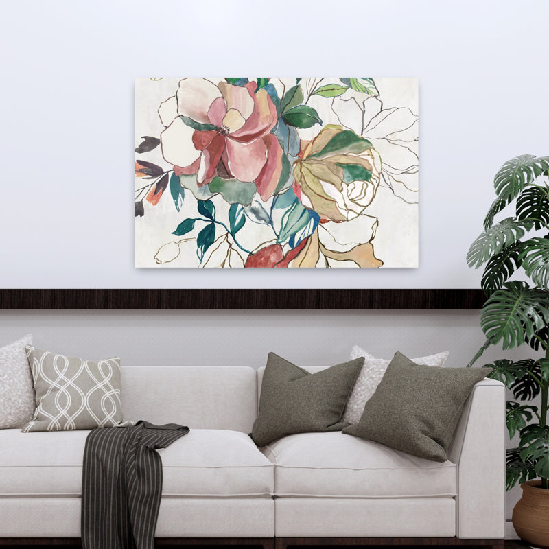 Fleur classique classique, art floral abstrait, délicat et élégant, H 32 po x l 48 po