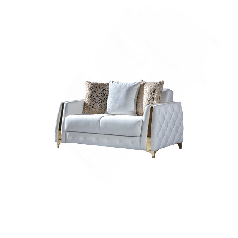 Causeuse de style moderne en blanc cassé, Blanc