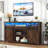 57” Wooden Farmhouse TV Stand for 60/65 inch TV,Double Layer Storage Entertainment Center TV Console Table,w Double-Row Sockets and 2 Sliding Barn Door,Media Cable Box-795272000-802417861