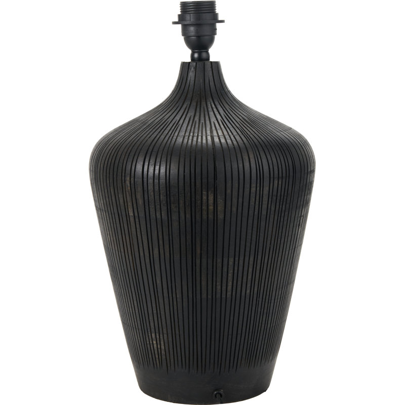 Taika Antique Textured Wood Table Lamp Base, Black