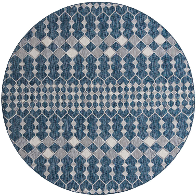 Outdoor Preen Area Rug Denim Color, Round 10'