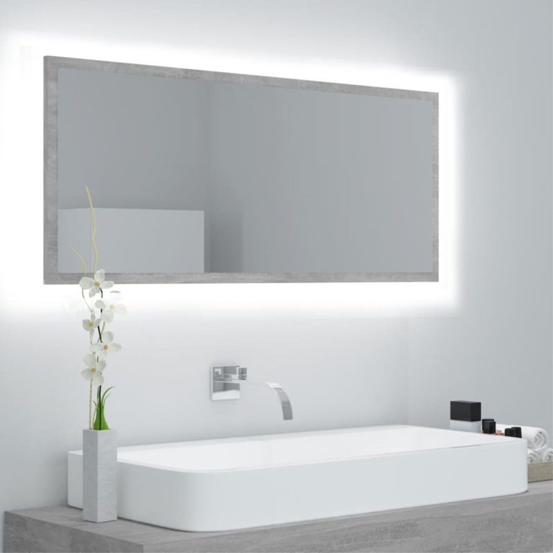 Engineered Wood Flat Wall Mirror, Concrete Gray, 14.6" x 15.7"