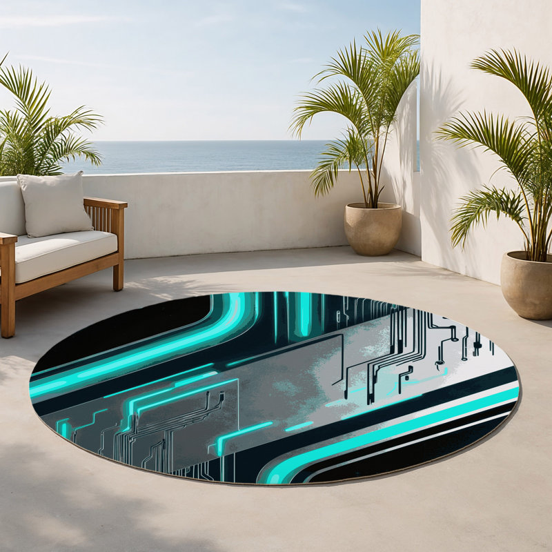 Tapis intérieur et extérieur Orbit Glow, Rond 5 pi