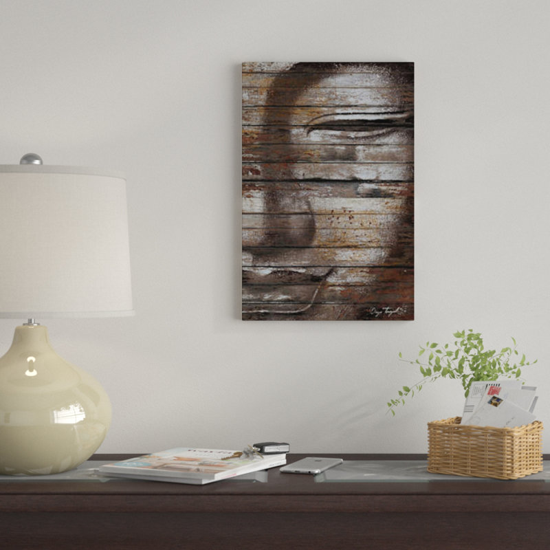 «Buddha Mind» par Diego Tirigall, impression sur toile, H 24 po x l 16 po x P 1 po, Papier d'art encadré noir, Blanc