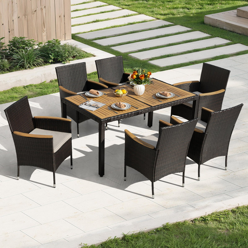 Ensemble repas 7 pièces avec coussins 7 pièces, 7 pièces : table, 6 chaises