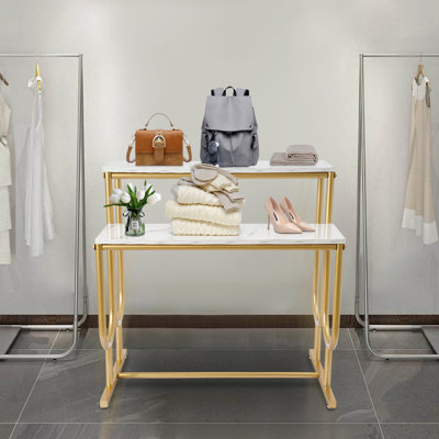 Gold Two-Layer Display Shelf Purse Display Stand