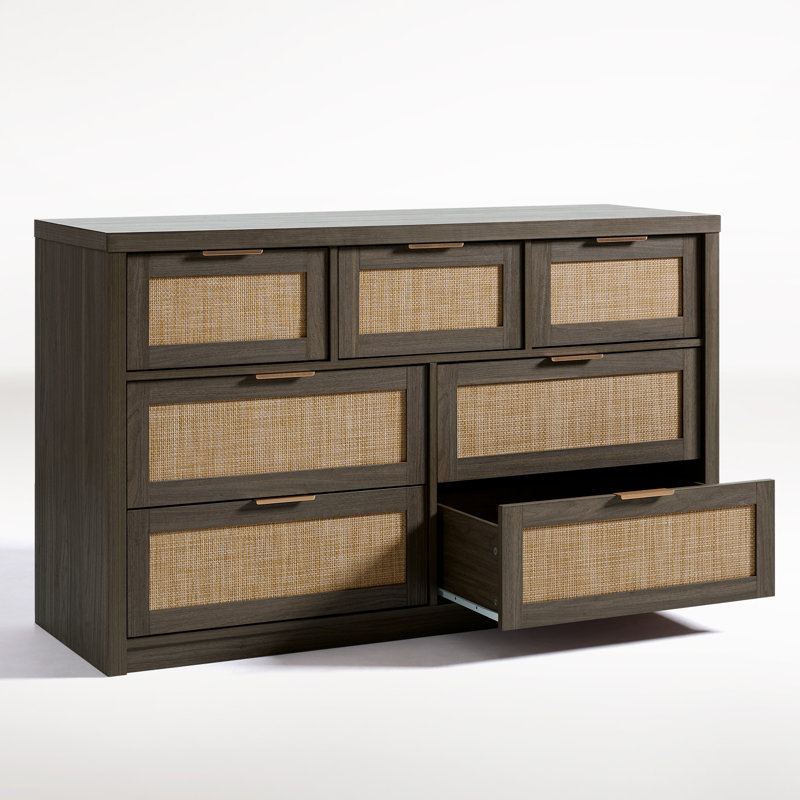 Arianna 52.7" W 7-Drawer Dresser, Midnight Oak