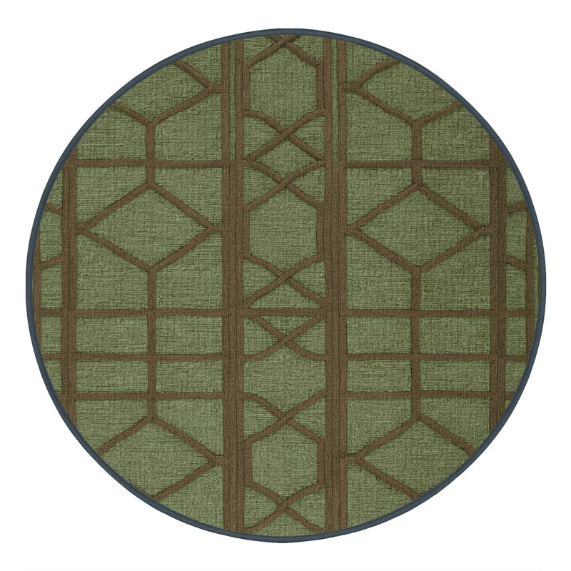 Machine Washable Trellis Brown Area Rug, Round 5'