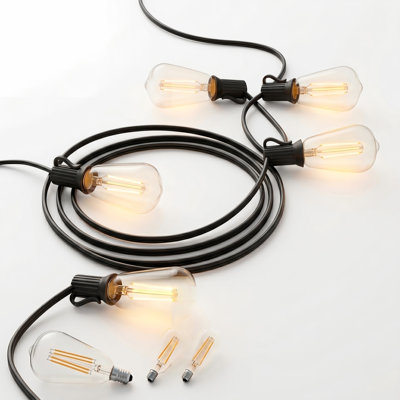 200ft Commercial Grade St38 Outdoor String Lights - 48 Vintage Edison Bulbs - Ultimate Waterproof Lighting For Weddings & Large Backyards