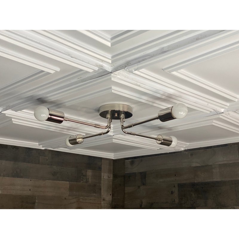 Plafonnier semi-encastré 4 lumières Argelis, Nickel poli