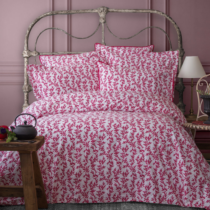 Cotton Duvet Cover with Pillowcases, Single - 1 Standard Pillowcase, Floral, Viva Magenta