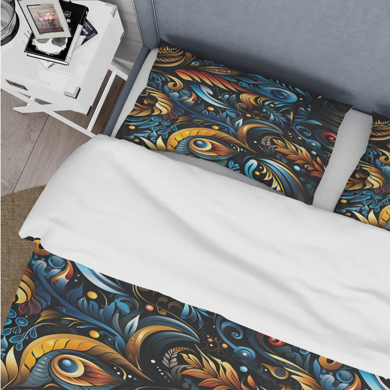 Ensemble de housse de couette Boho Tribal Snake, Housse de couette simple + 1 taie décorative stan
