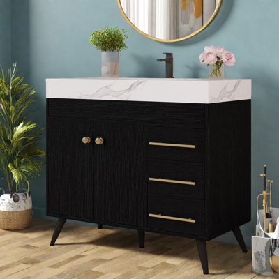 Meuble-lavabo moderne (doit inclure le meuble-lavabo et le lavabo), salle de bain de 36 po
