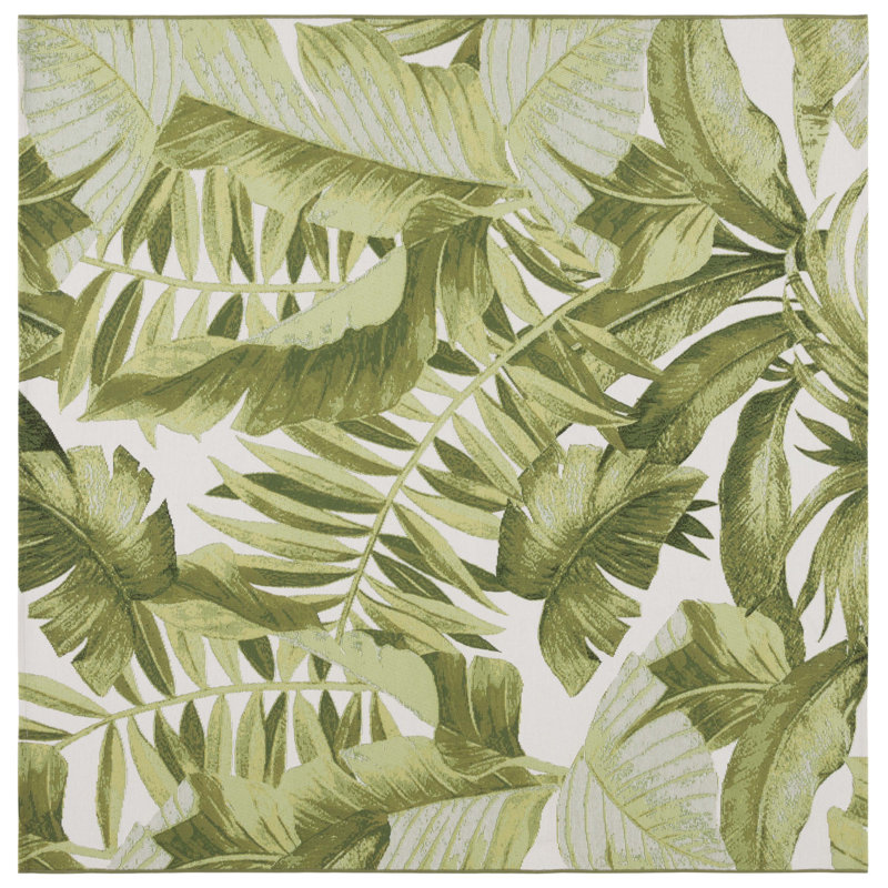 Tapis d'intérieur / extérieur à motif floral Ketrina 500 Performance, Carré 6 pi 6 po