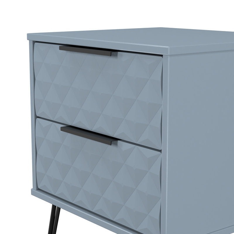Harlequin 45cm W Manufactured Wood Bedside Table, Blue
