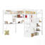 Lit mezzanine double en métal avec lumière DEL, station de charge, bureau, escalier et garde-robe pour enfants-2109020477