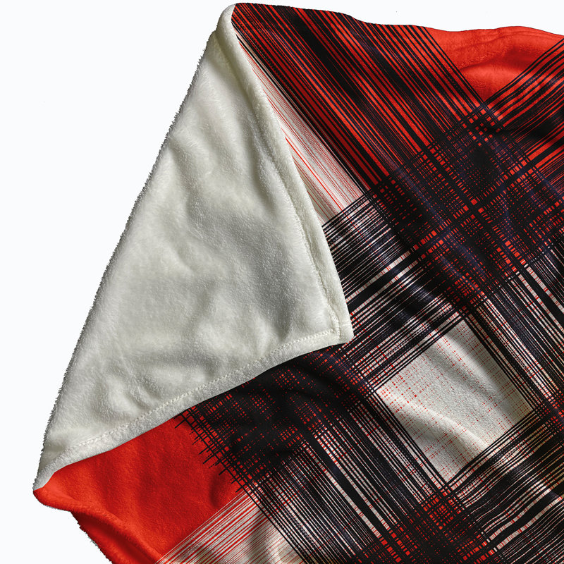 Braud Plain Weave / Muslin Throw Blanket, Orange/Black