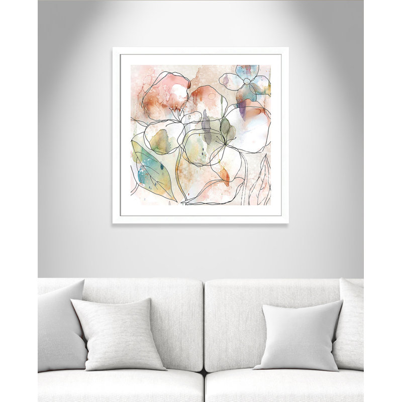 Anasa «Floral Flow I», reproduction de peinture à l'aquarelle encadrée