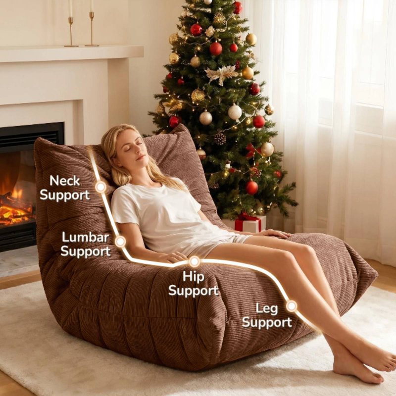 39" Large Armless Bean Bag Sofa,Corduroy Lazy Sofa,Fireside Chair Corner Couch For Living Room, Bedroom, Gaming,Compression
