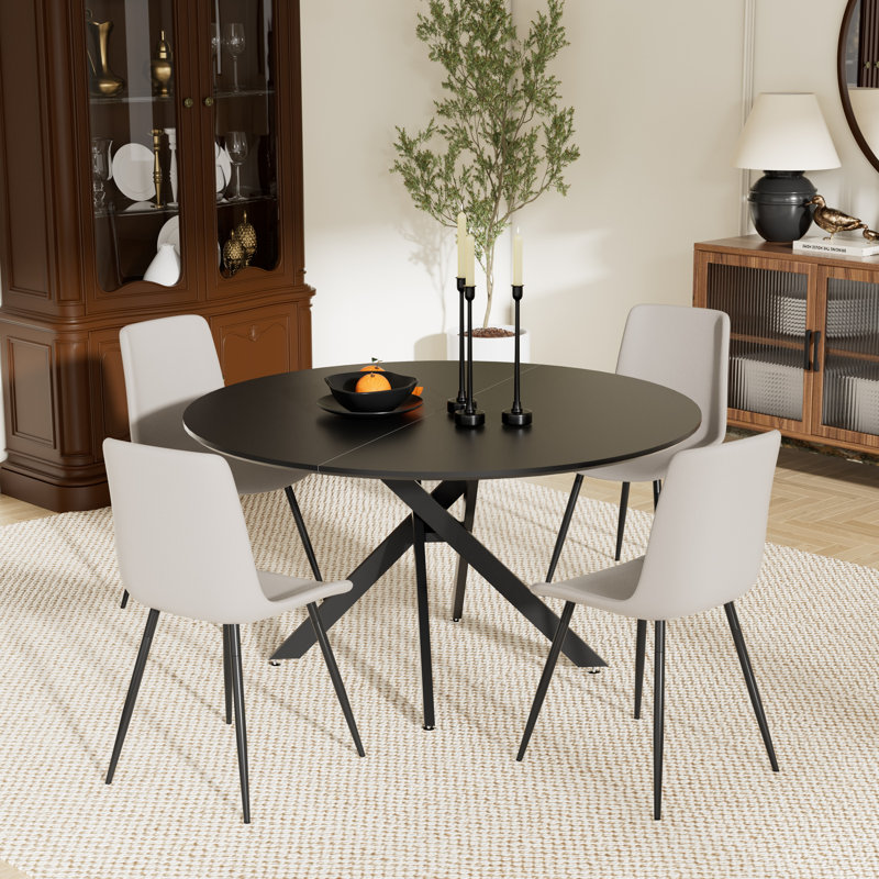 Ensemble de table ronde, Noir, noir, noir, noir, 5, Gris