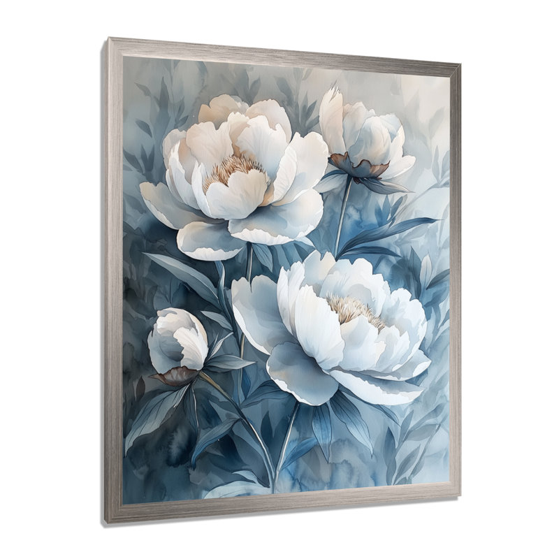 Ballycastle - impression sur toile florale, H 20 po x l 12 po, Avec cadre, Argent argent