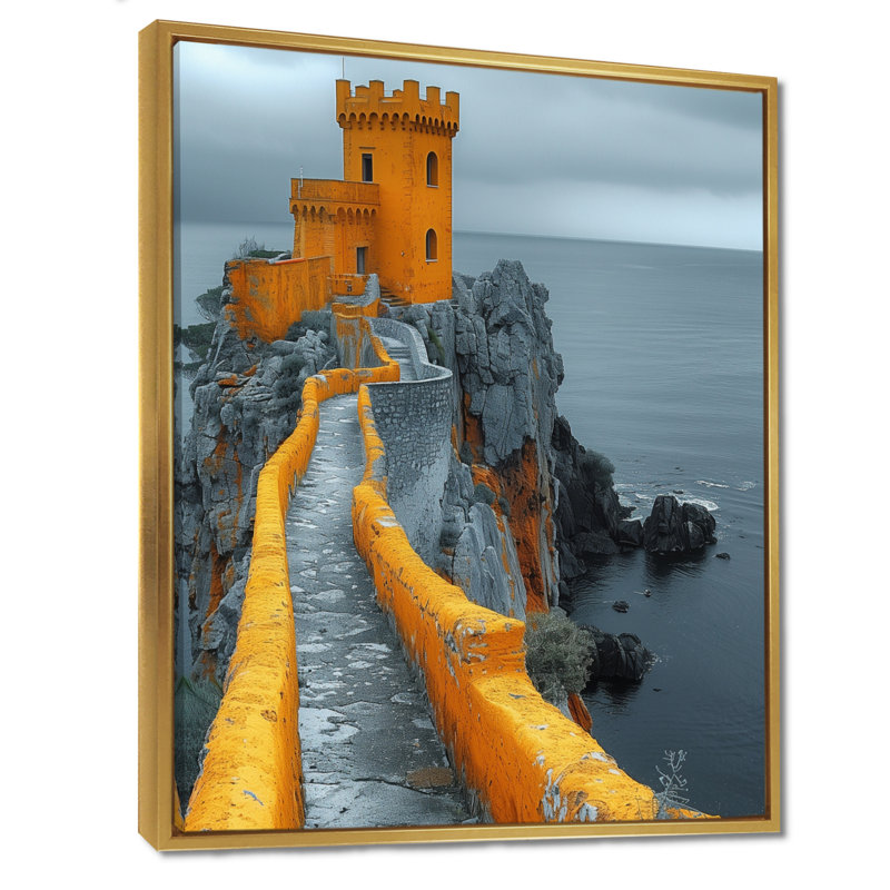Décoration murale monochromes jaune et gris d'hiver Coastal Castle II - Châteaux, H 44 po x l 34 po x P 1,5 po