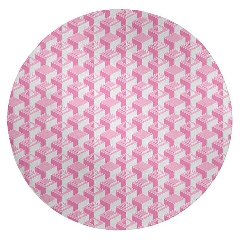 Chenille Geometric Indoor Rug, Round 5'