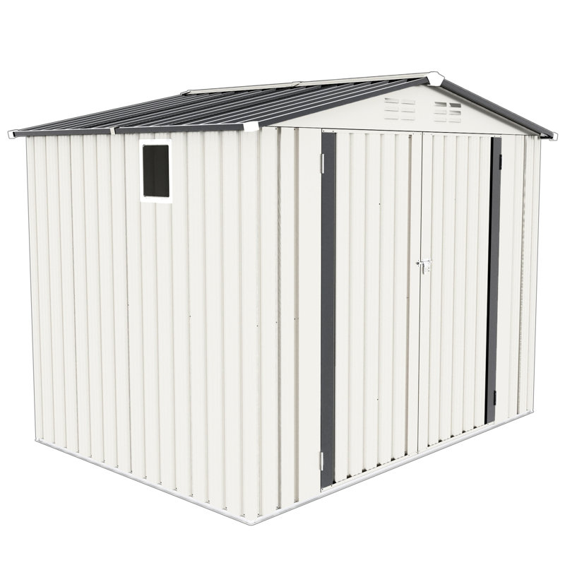 8x6 Ft, Metal Garden Tool Storage Shed, Lockable, Sealed Roof, No Fading, Balcony - Side Window, Lockable Door, Waterproof, Material, Modular, Fast Setup