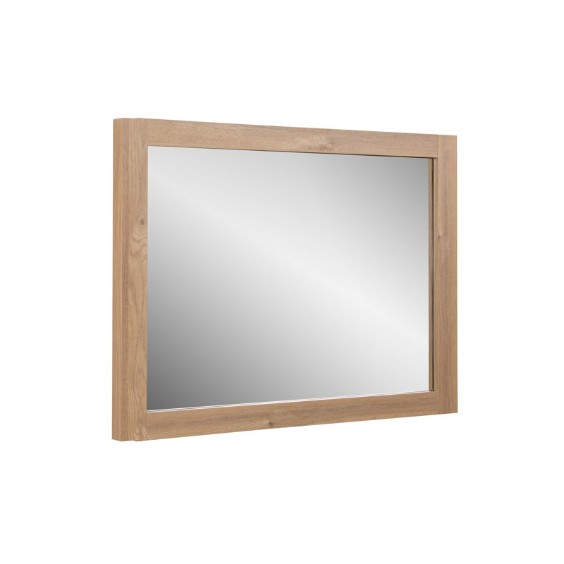 Henrieta 36" Rectangular Mirror With Rough Oak Frame, 28.38" x 43.25"