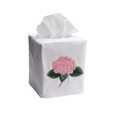 Housse pour boîte à mouchoirs, hortensia en lin / coton