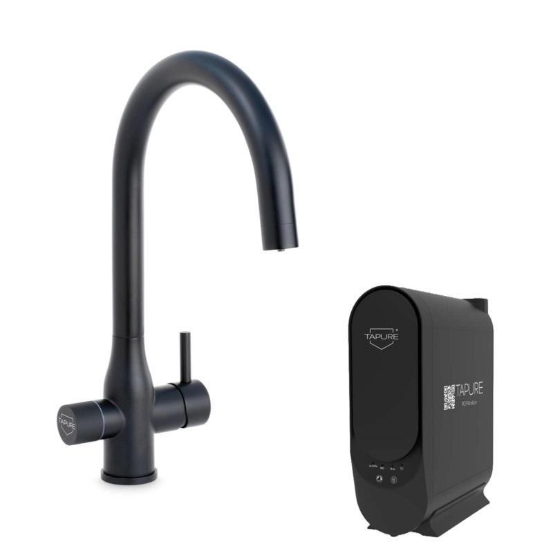 Premium & Durable Direct Flow Reverse Osmosis Condor Round Water Filter - Stylish Alkaline Purifier, Matte Black