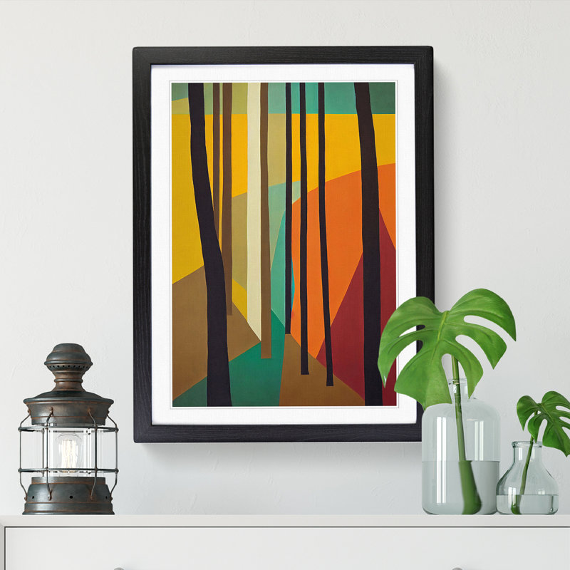 Mcgaughey Japanese Forest Design - Picture Frame Print, Black, 64cm H x 46cm W x 2cm D