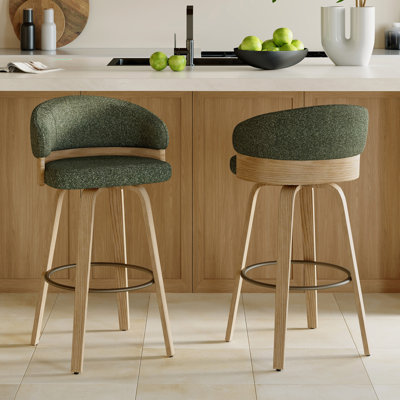 Swivel Upholstered Counter Stool With Wood Frame