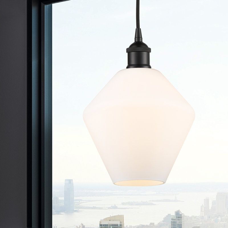 Luminaire suspendu conique à 1 lumière Gabbie, Blanc mat, Noir mat