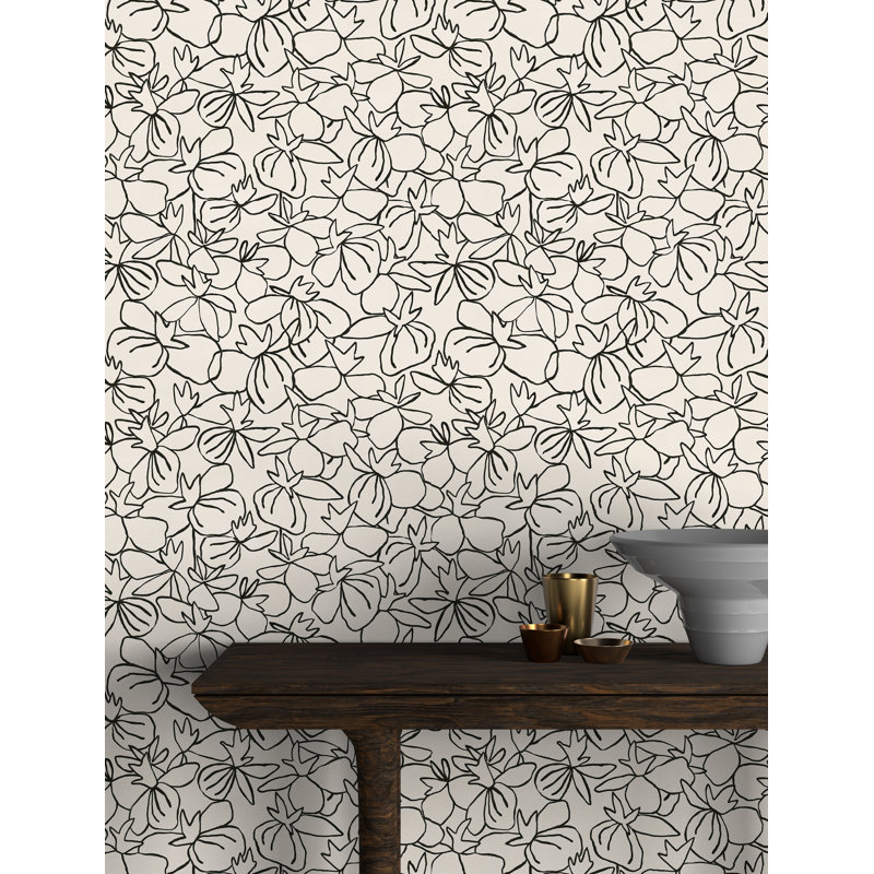 Susan Hable Floral Wallpaper by Susan Hable, Gray