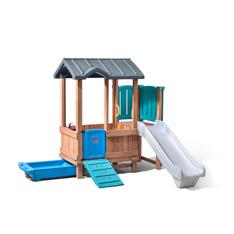 Woodland Adventure Playhouse with Slide and Climbing Ramp