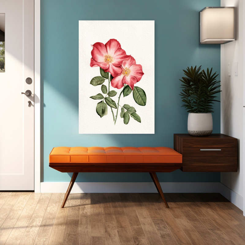 Botanique, roses roses, délicat, rétro, rose, fleur naturelle, art mural, H 48 po x l 32 po