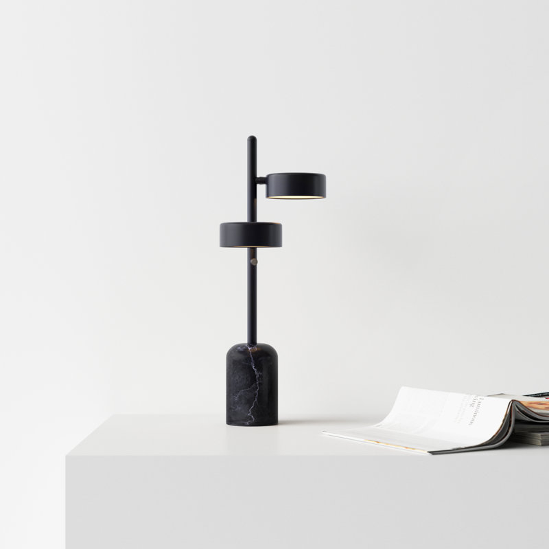Adjustable Black Metal and Marble LED Table Lamp