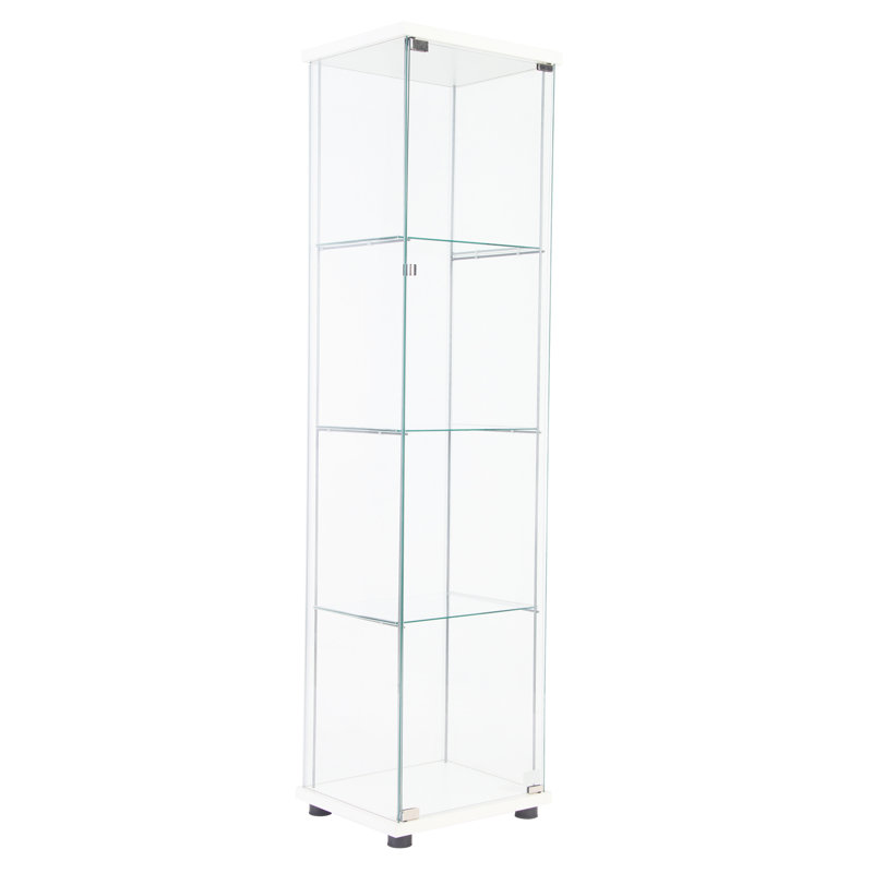 Armoire en verre blanc avec une porte et 4 tablettes - vitrine captivante