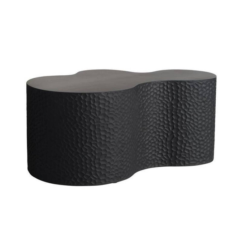 Indio Outdoor Free Form Coffee Table, Matte Black, 14" H x 37" L x 22" W